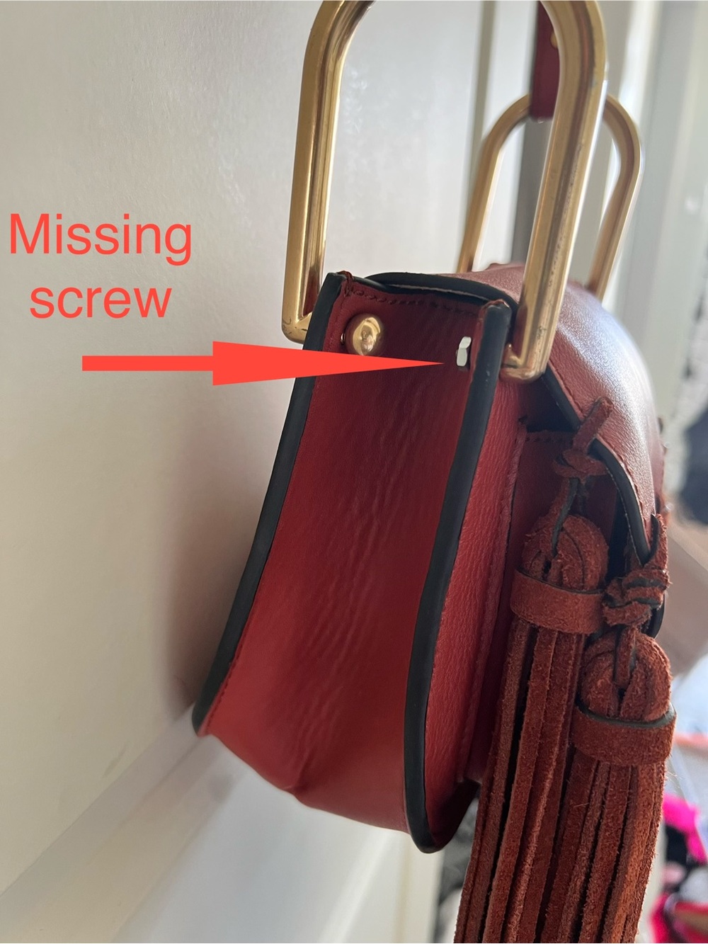 ✨🤎 Chloé Hudson Mini Fringe Tassel Crossbody Bag Burgundy Leather & Suede Boho - Picture 4 of 11